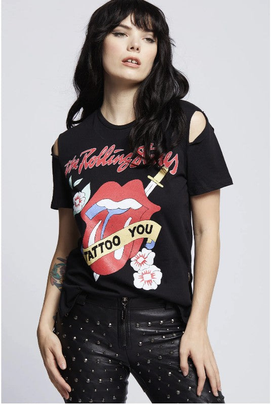 The Rolling Stones Slit Sleeve Tee  Black XS 