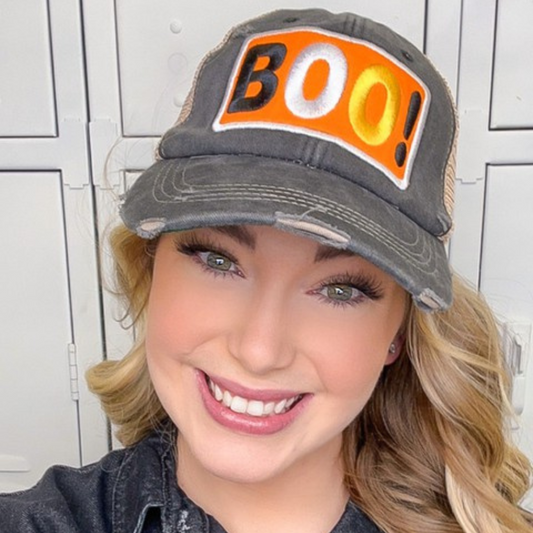 Boo Vintage Patch Hat  Black One Size 