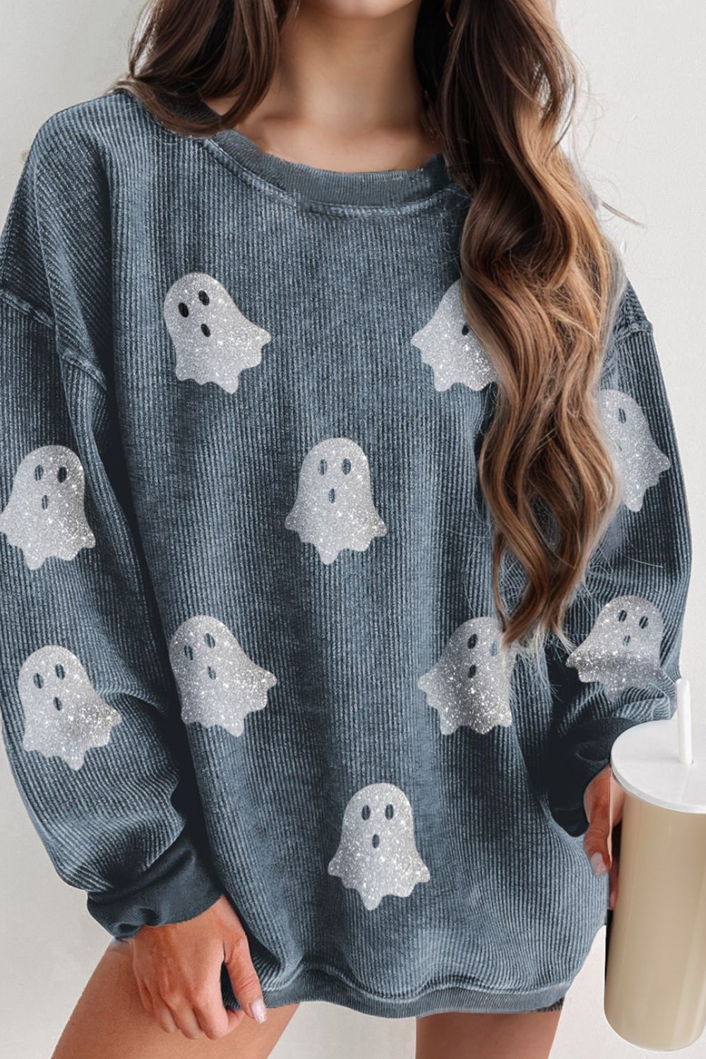 Glitter Ghost Sweatshirt  French Blue S 