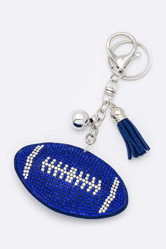 Crystal Football Keychain  Blue  