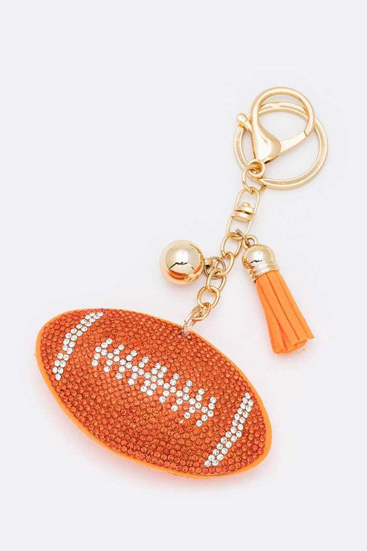 Crystal Football Keychain  Orange  