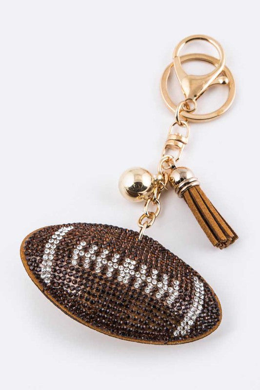 Crystal Football Keychain  Brown  