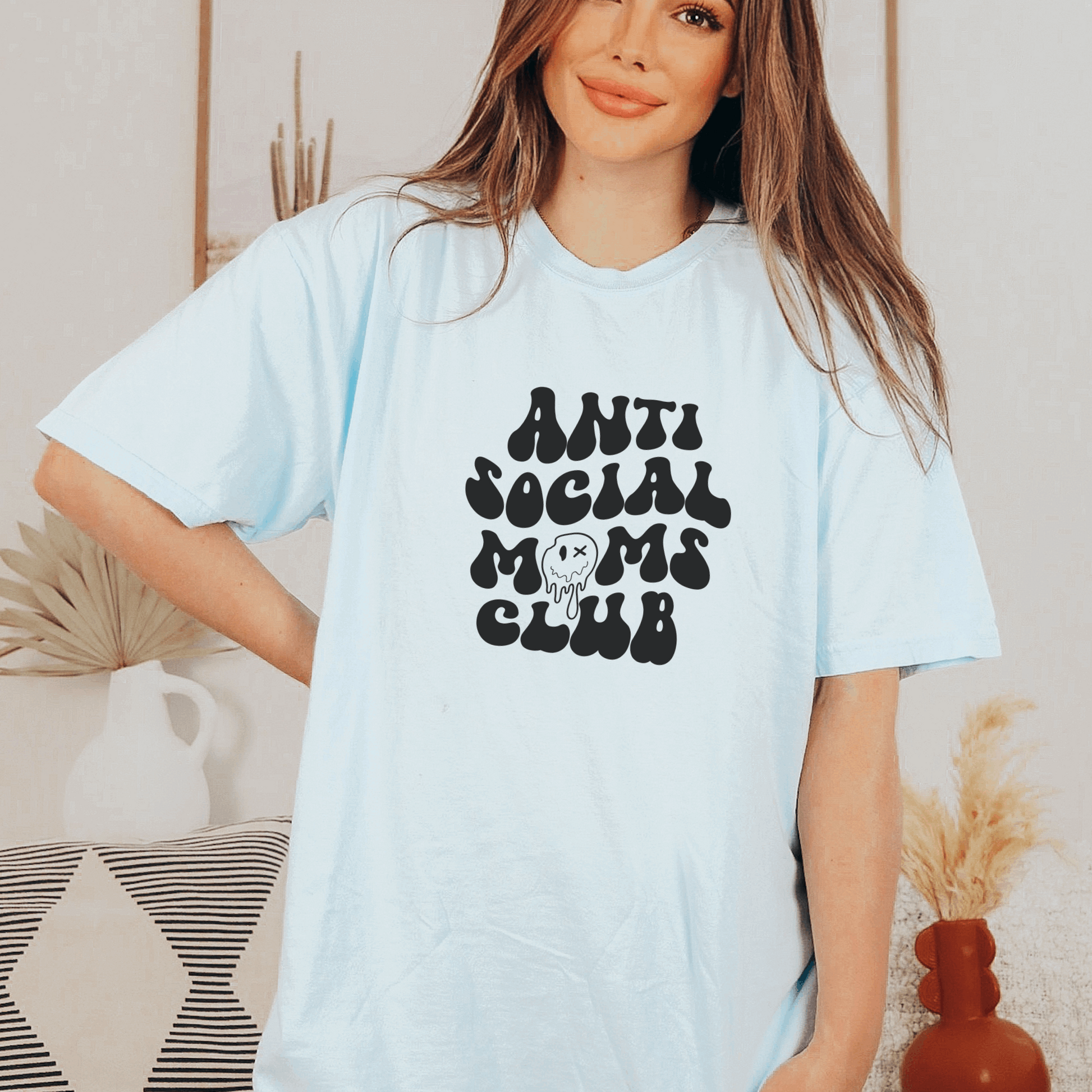 Anti Social Mom's Club Tee T-Shirt Chambray S 