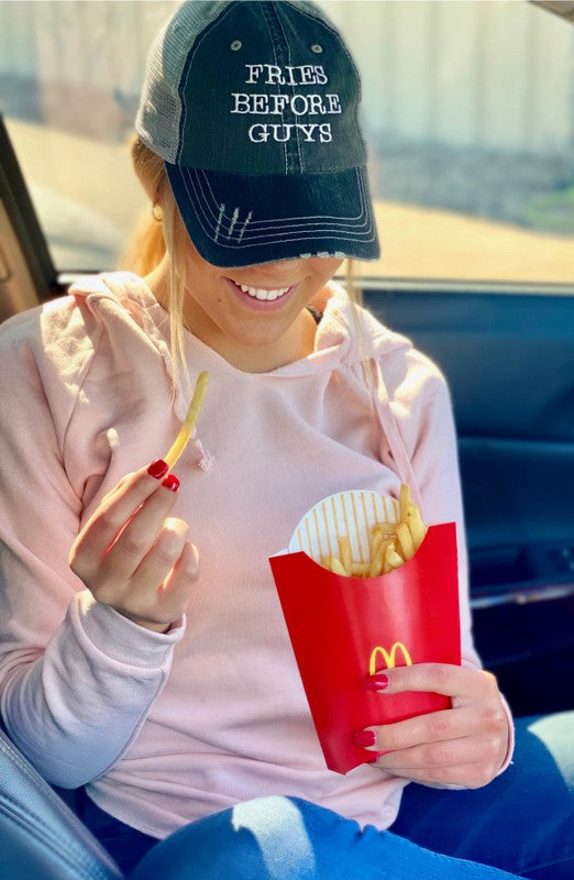 Fries Before Guys Embroidered Trucker Hat    