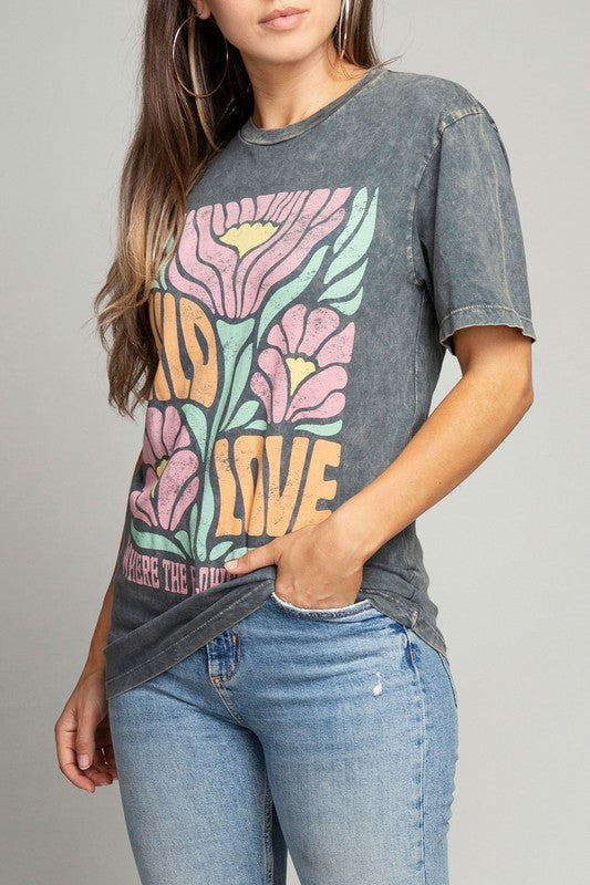 Wild Love Where The Flowers Bloom Graphic Top    