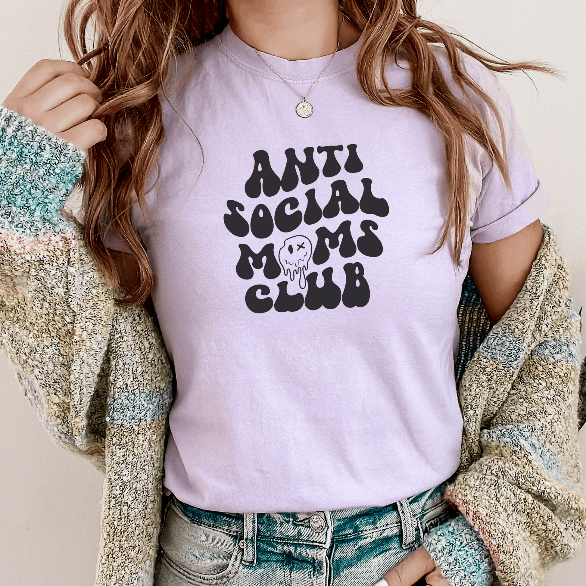 Anti Social Mom's Club Tee T-Shirt Orchid S 