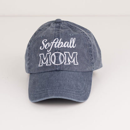 Softball Mom Embroidered Hat  Navy Adult 