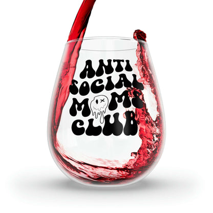 Anti Social Mom's Club Wine Glass Mug 11.75oz  