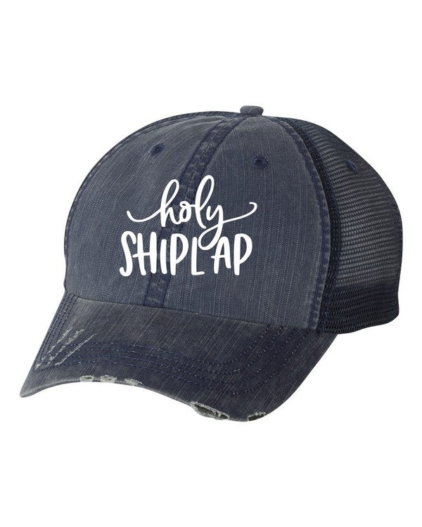 Holy Shiplap Embroidered Trucker Hat  Navy Mesh Trucker OS 