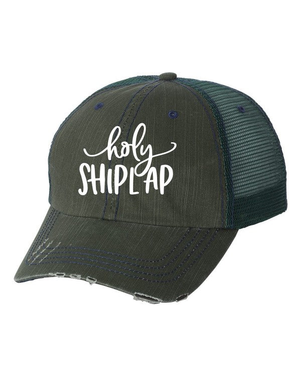 Holy Shiplap Embroidered Trucker Hat  Green Mesh OS 