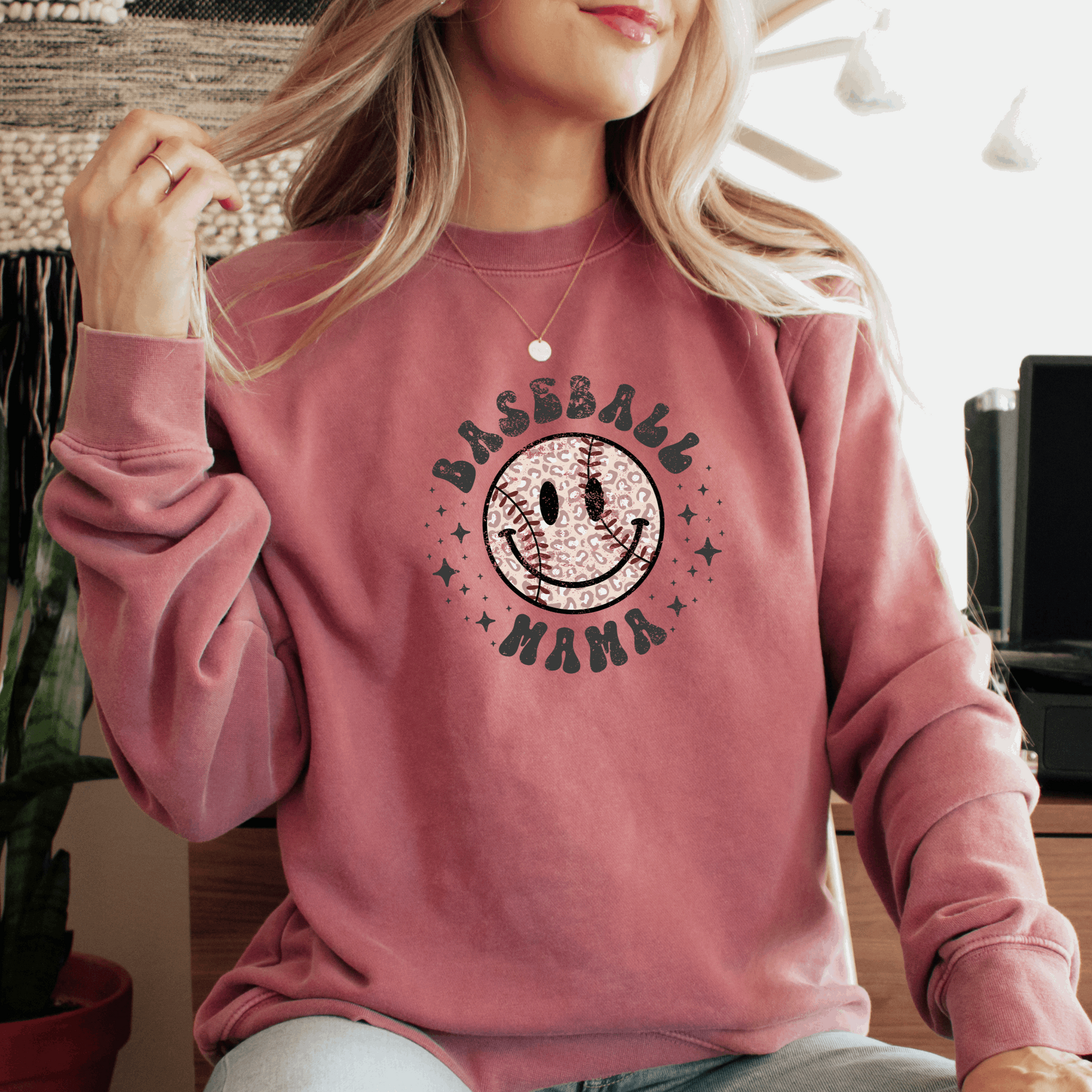 Baseball Mama Sweatshirt Sweatshirts Crimson S 