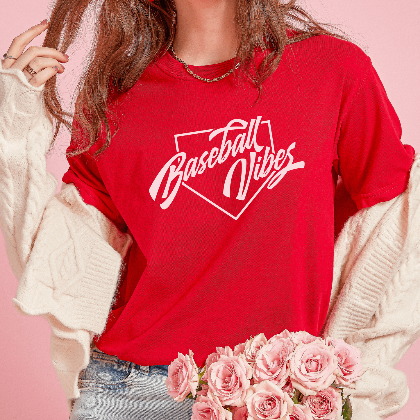 Baseball Vibes Tee T-Shirt Red S 