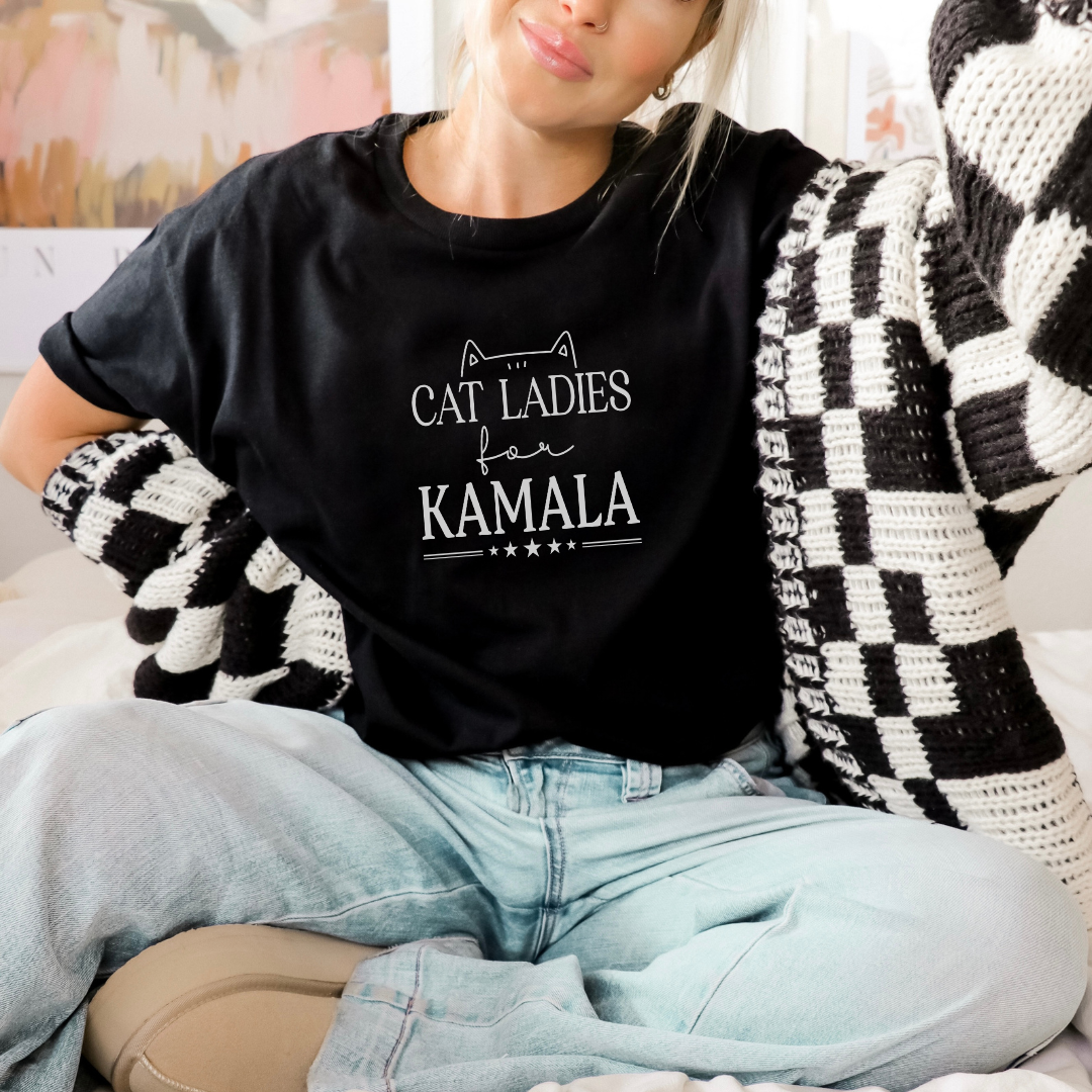 Cat Ladies for Kamala Tee T-Shirt Black S 