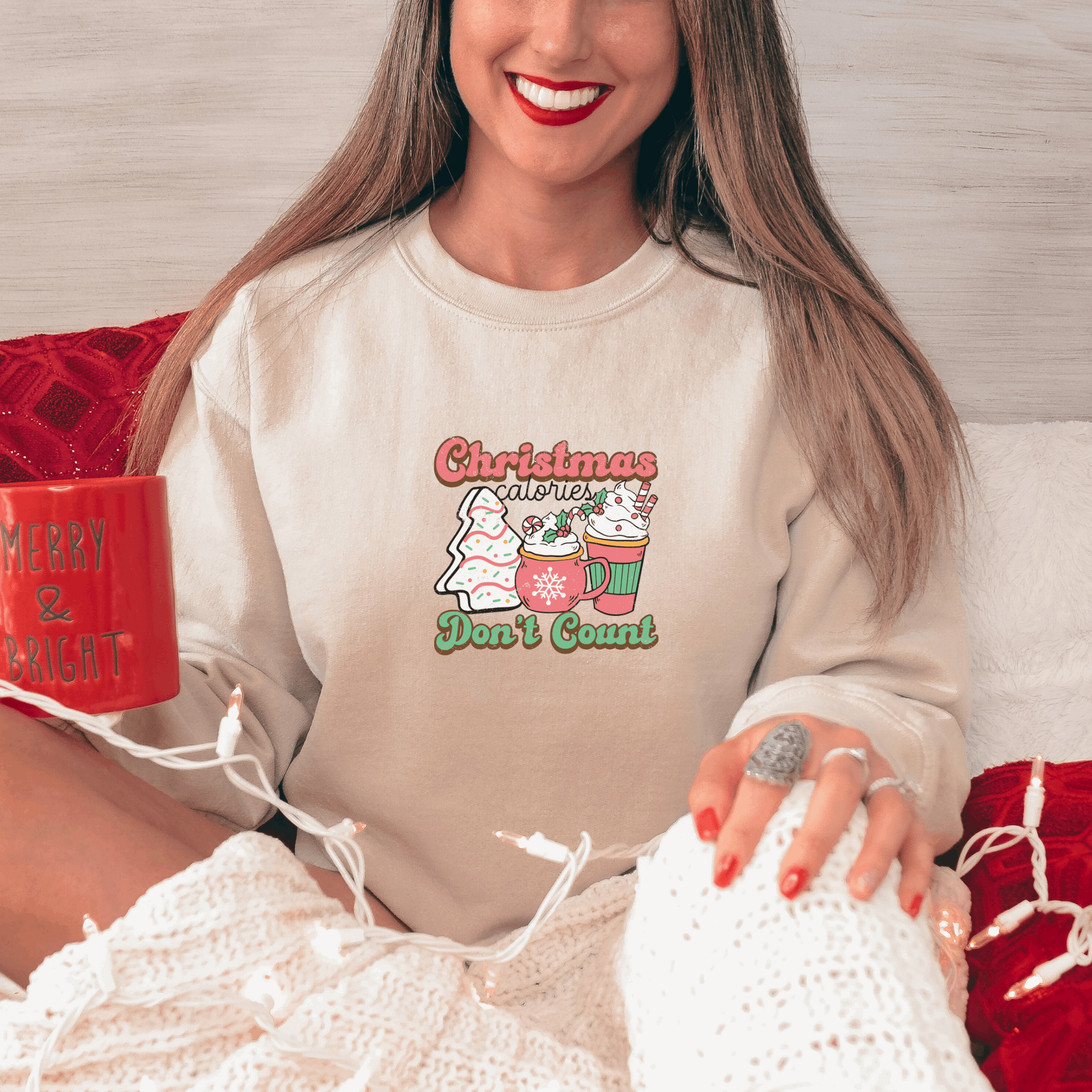 Christmas Calories Don't Count Sweatshirt Sweatshirt S Sand 