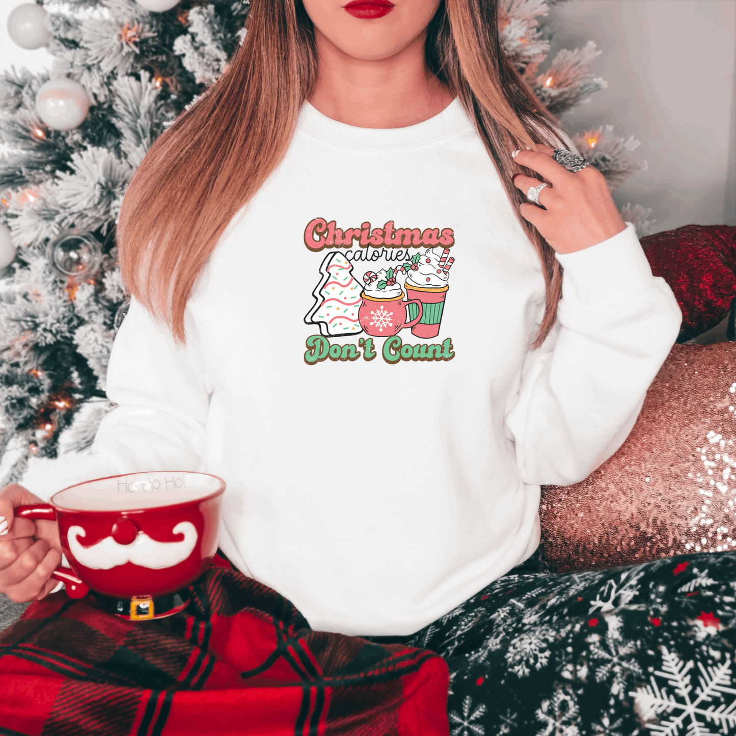 Christmas Calories Don't Count Sweatshirt Sweatshirt S White 