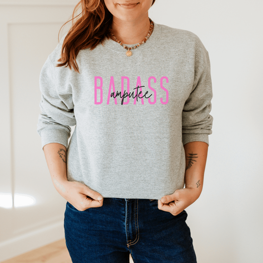 Badass Amputee Sweatshirt Sweatshirt S Ash 