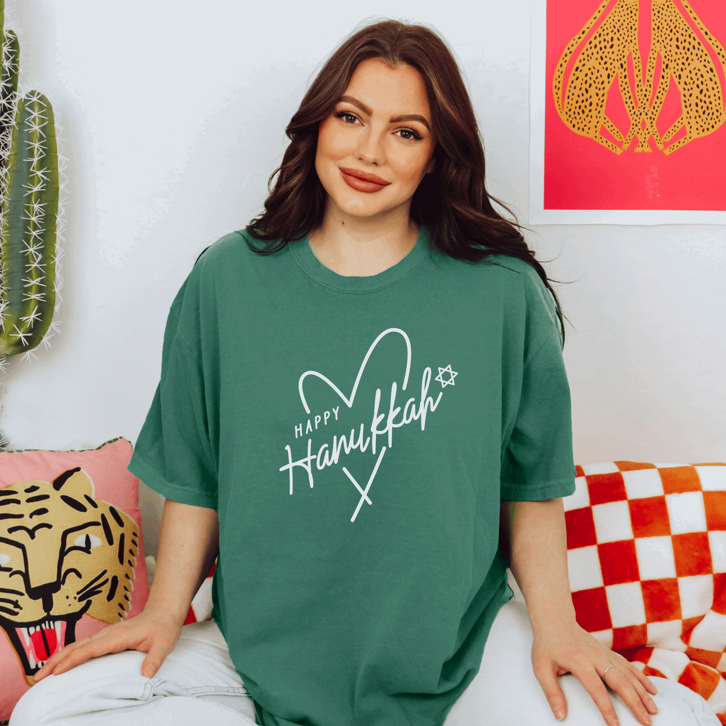 Happy Hanukkah Tee T-Shirt Light Green S 