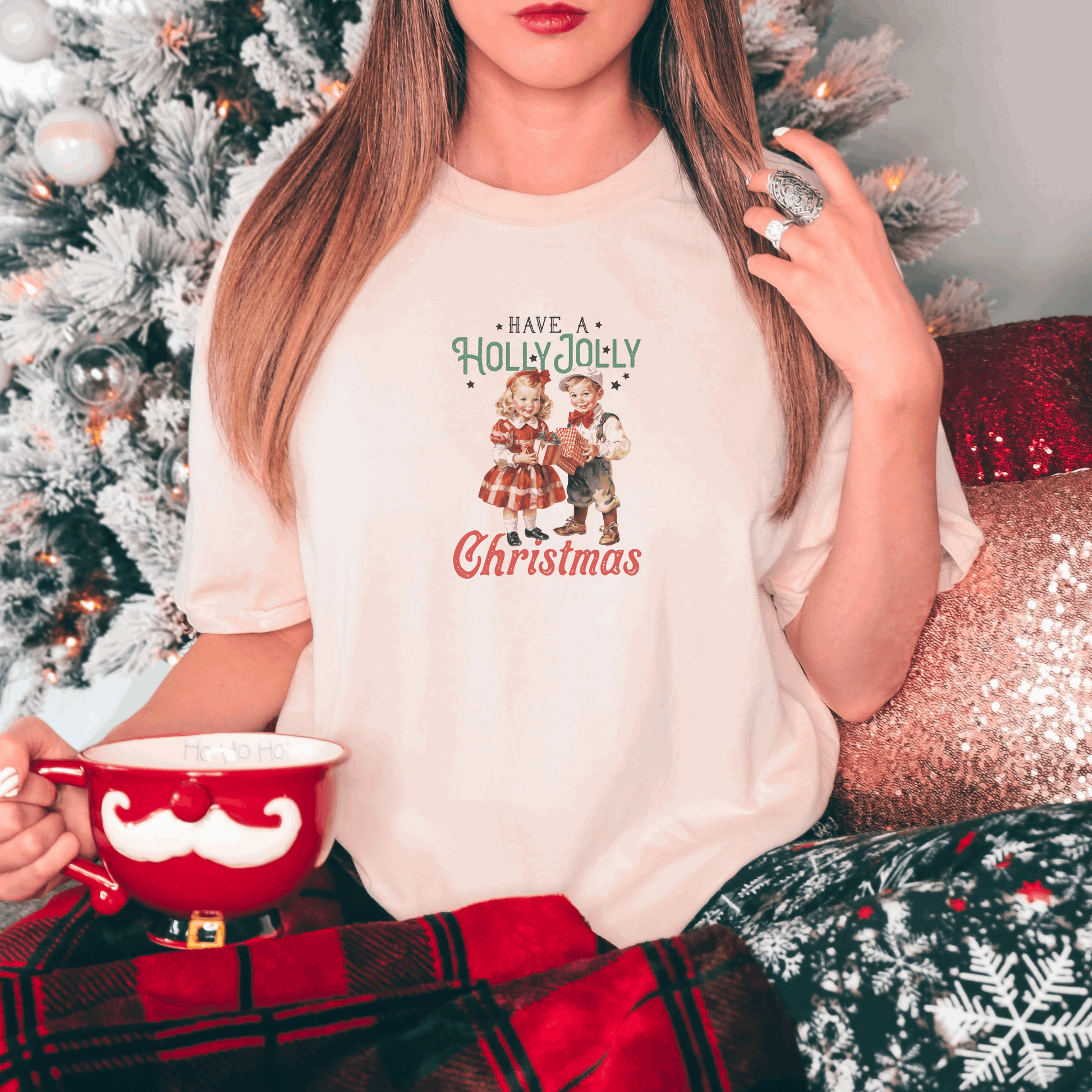 Have a Holly Jolly Christmas Tee T-Shirt Ivory S 