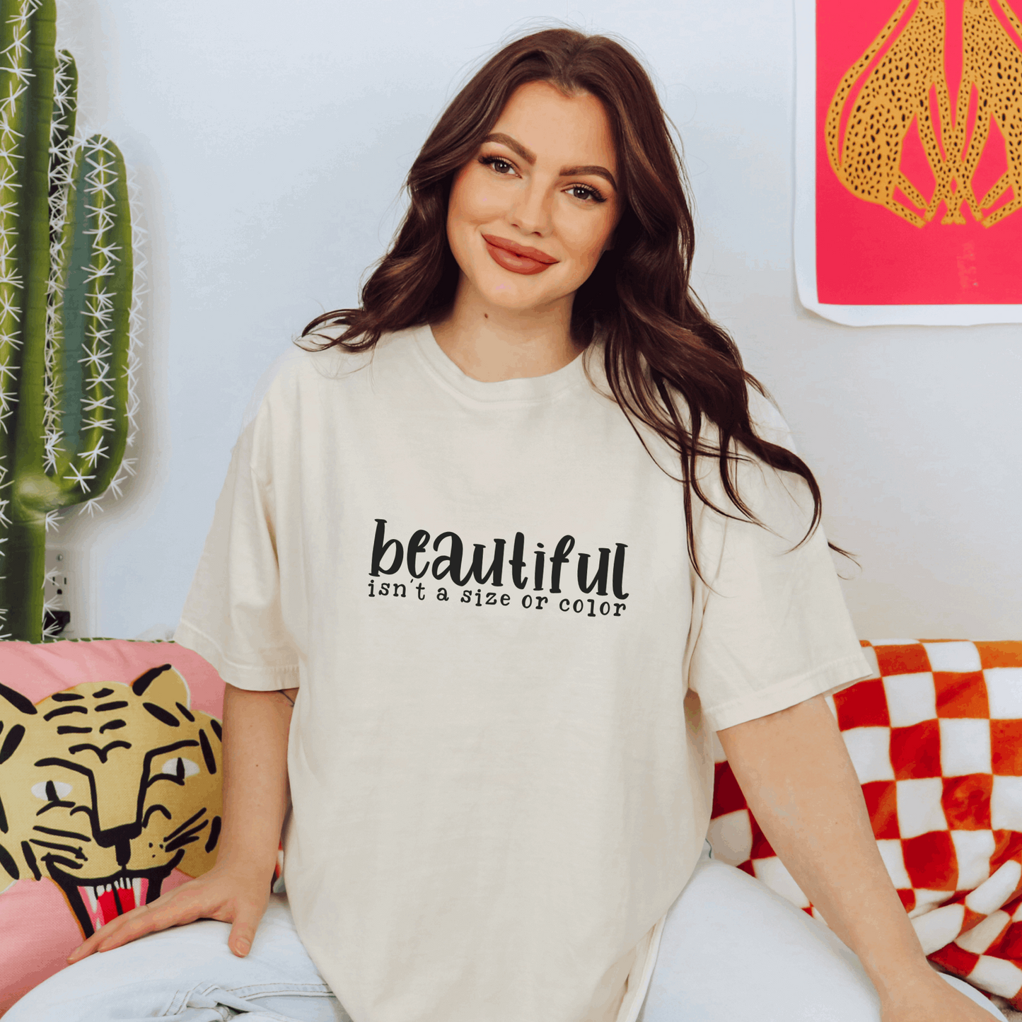 Beautiful Isn't a Size or Color Tee T-Shirt Ivory S 