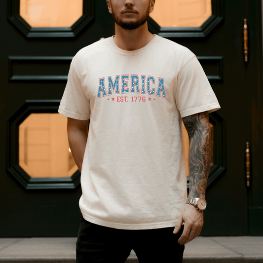 America Est 1776 Tee T-Shirt Ivory S 