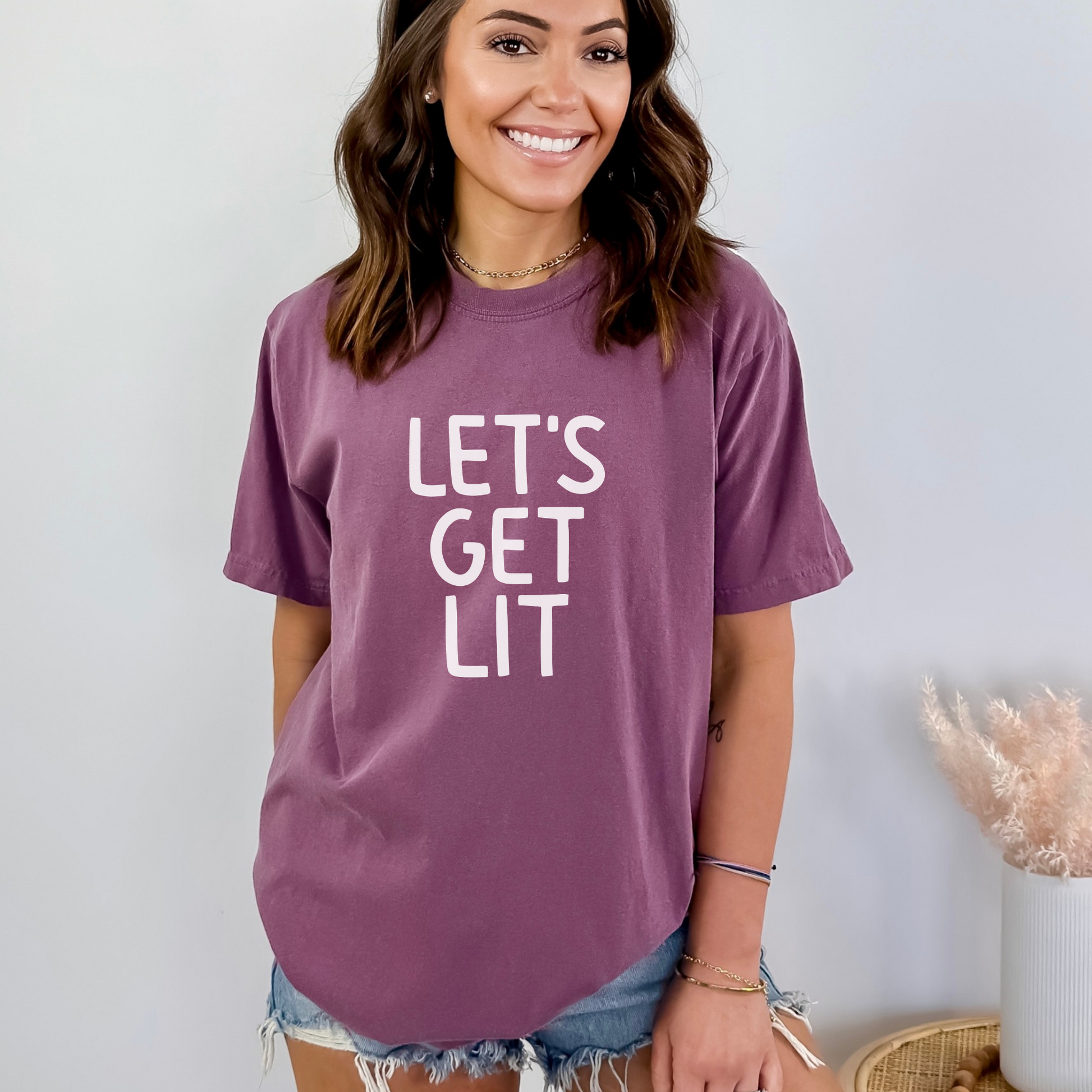 Let's Get Lit Tee T-Shirt Berry S 