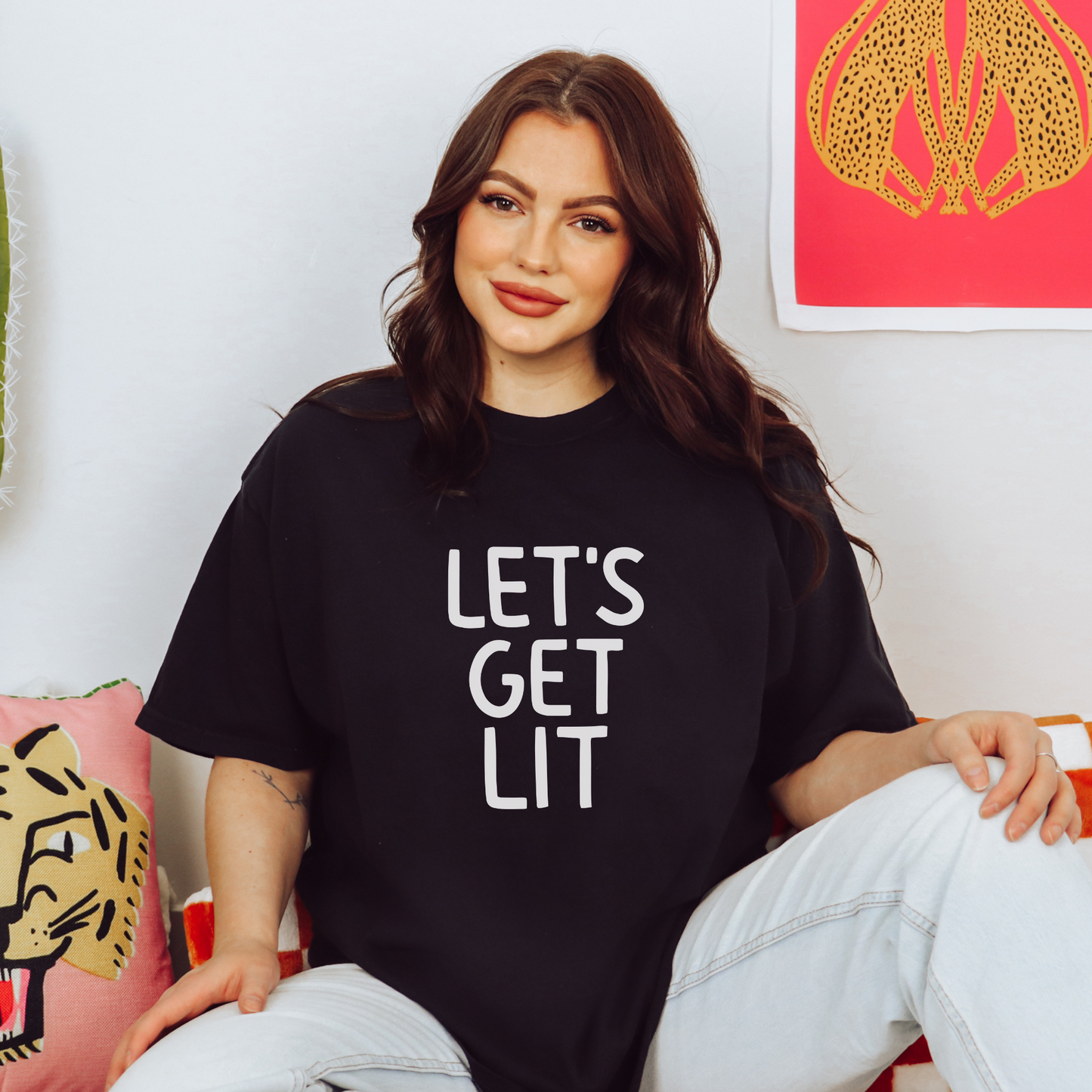 Let's Get Lit Tee T-Shirt Black S 