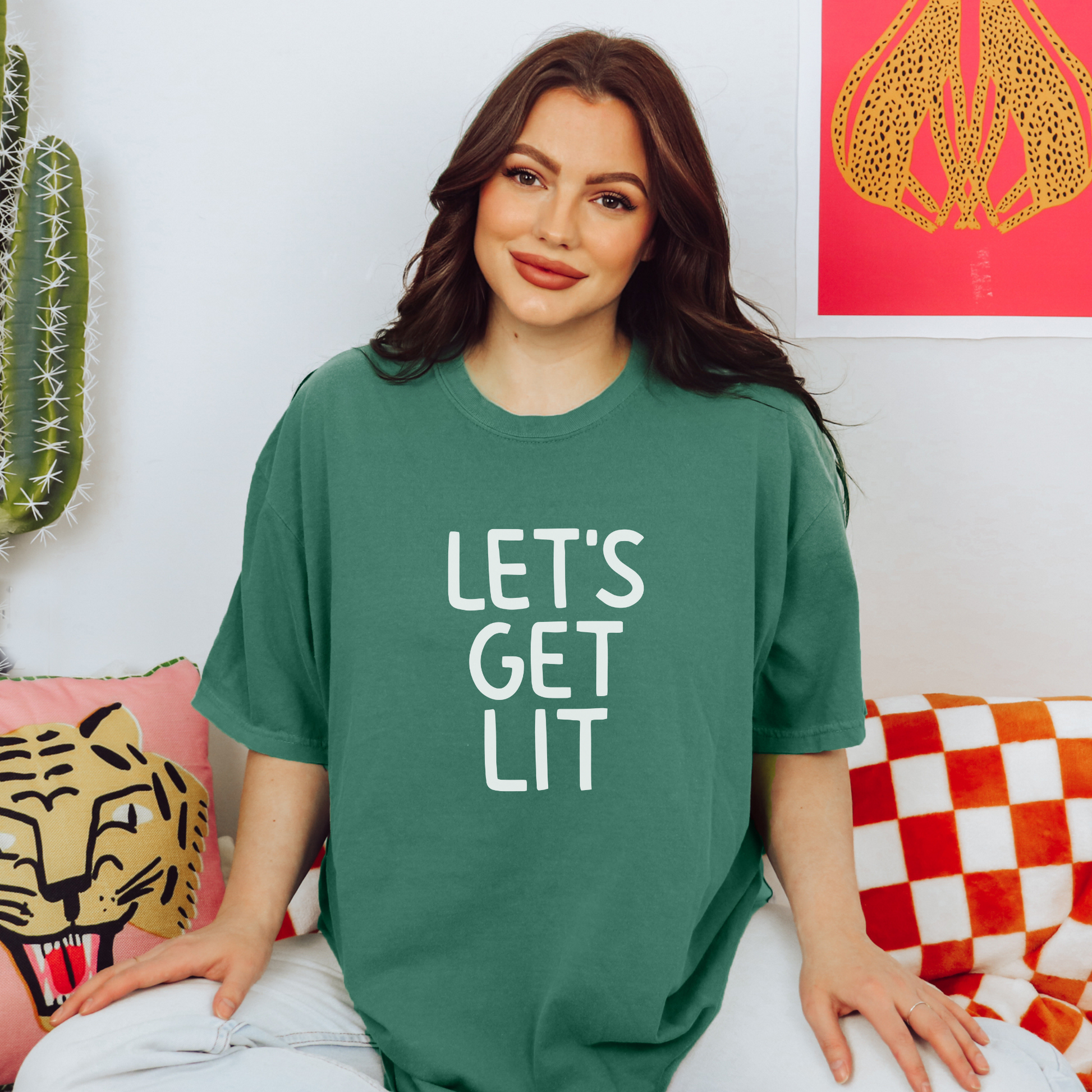 Let's Get Lit Tee T-Shirt Light Green S 