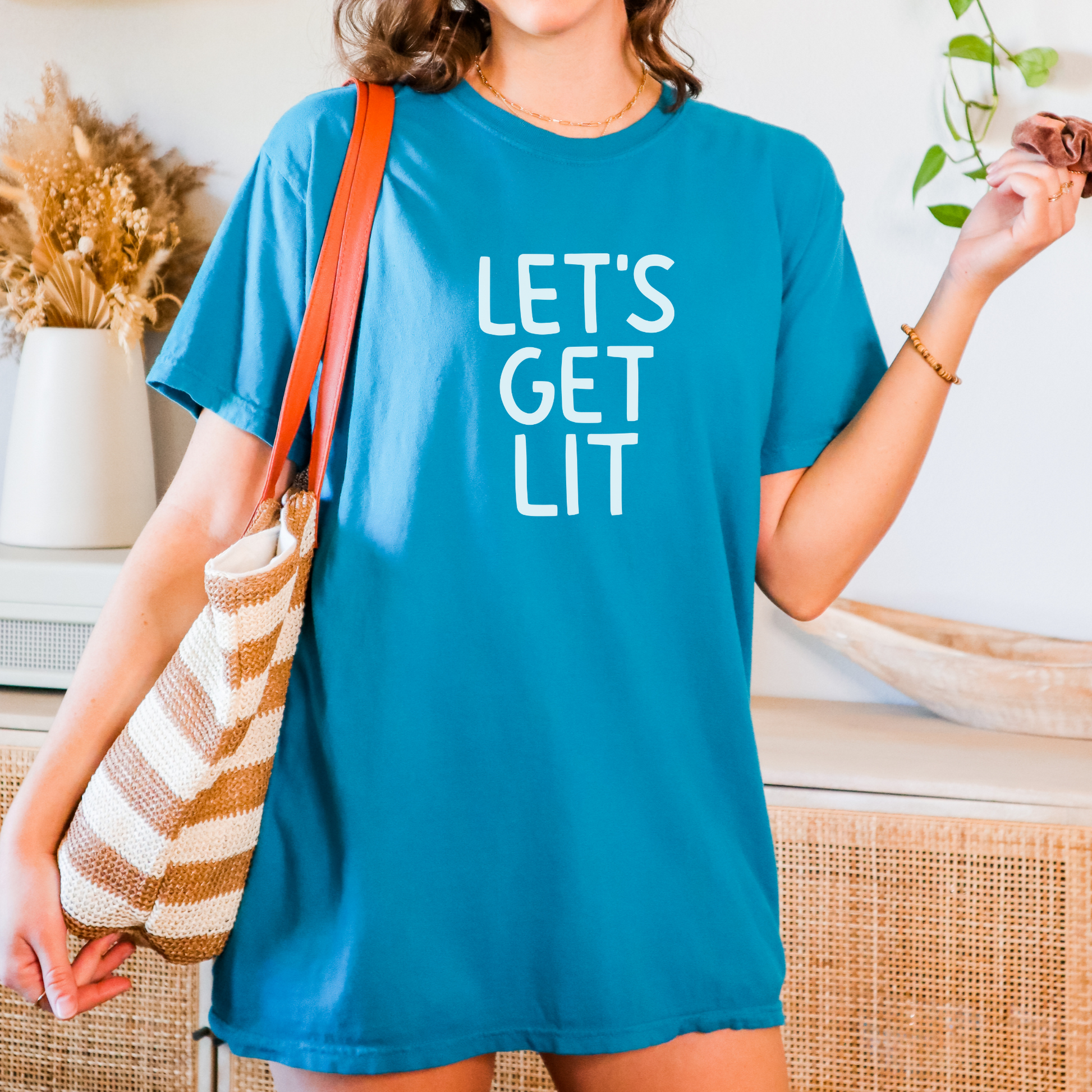 Let's Get Lit Tee T-Shirt Topaz Blue S 