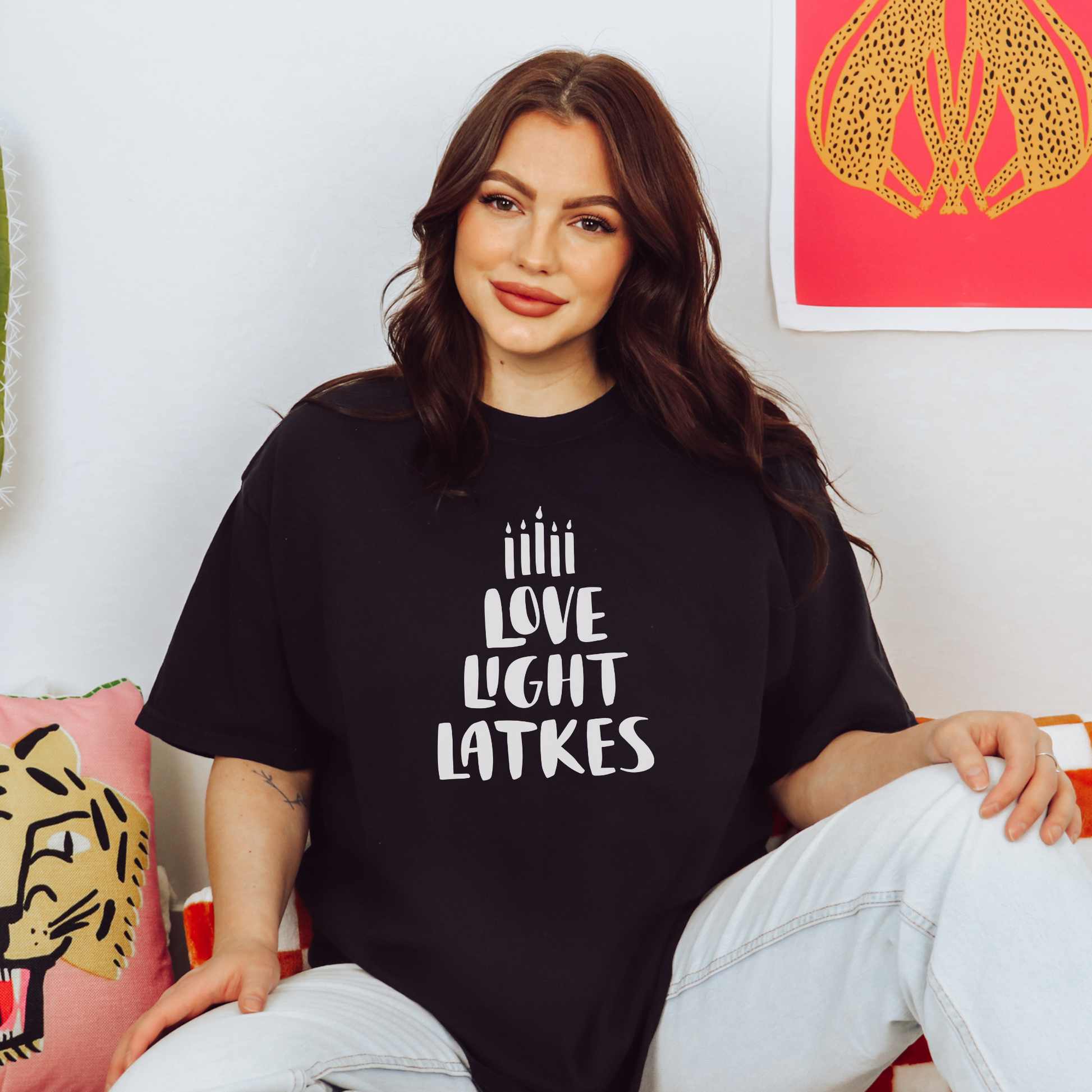 Love, Light, Latkes Tee T-Shirt Black S 