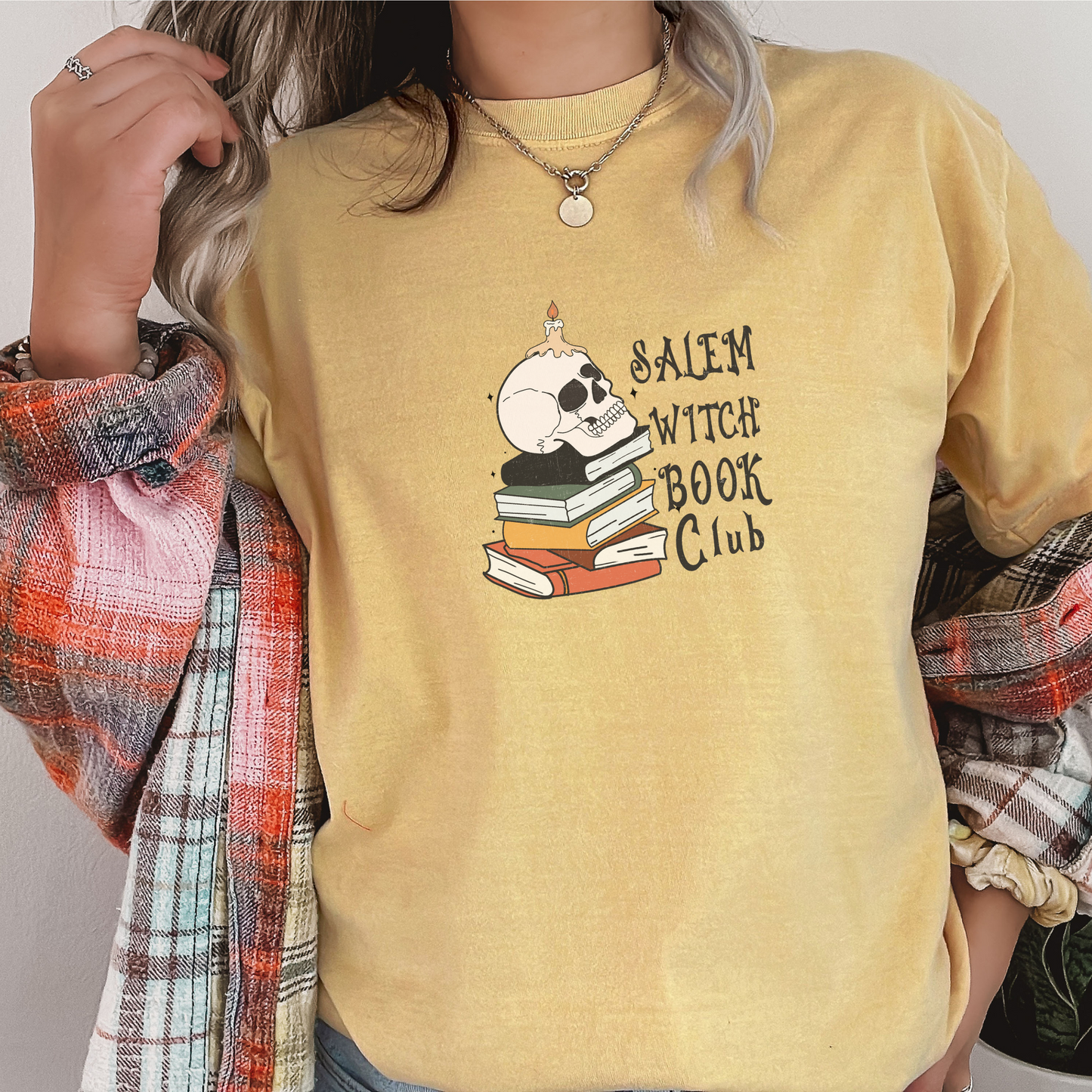 Salem Witch Book Club Tee T-Shirt Mustard S 