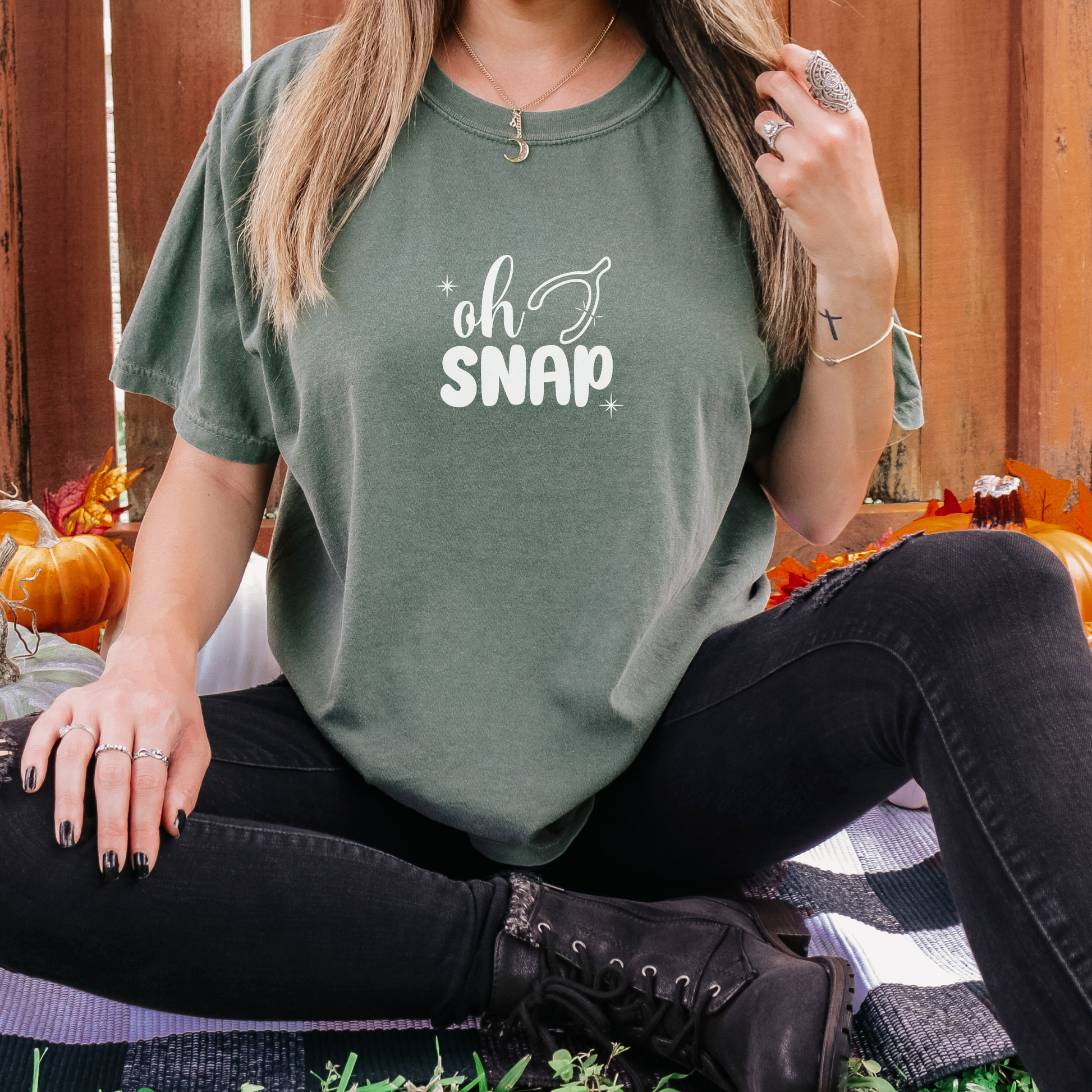 Oh Snap Tee T-Shirt Moss S 