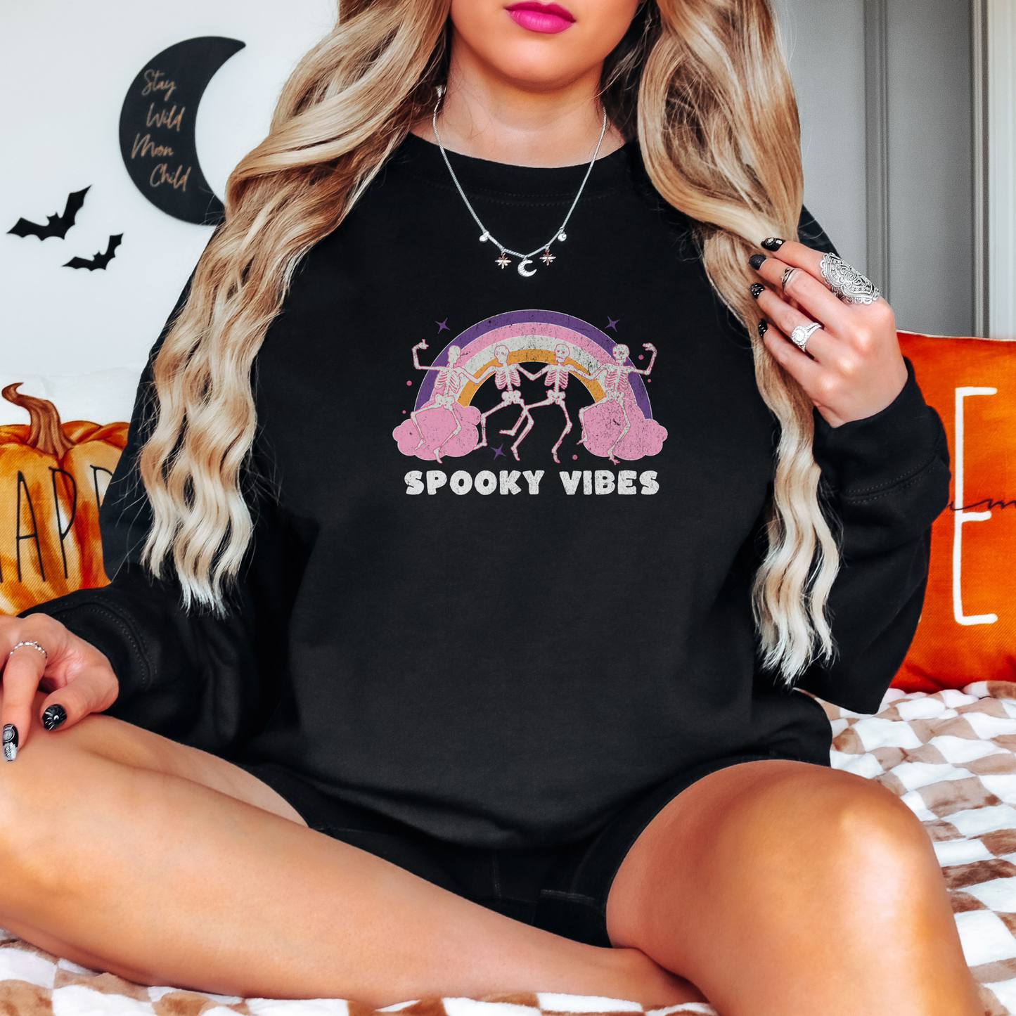 Spooky Vibes Sweatshirt Sweatshirt S Black 