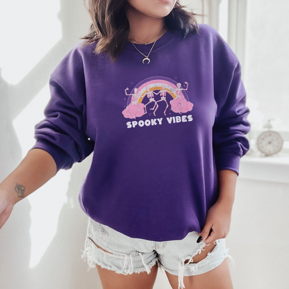 Spooky Vibes Sweatshirt Sweatshirt S Purple 