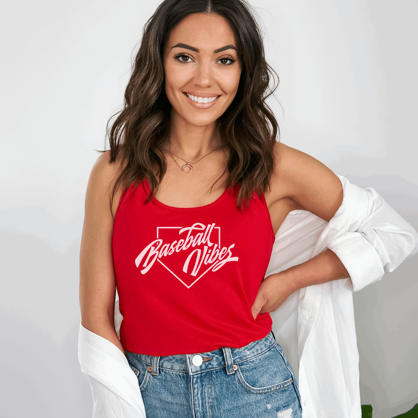 Baseball Vibes Tank Top Tank Top XS Solid Red 