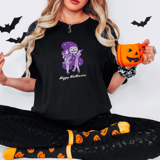 Retro Happy Halloween Tee T-Shirt Black S 