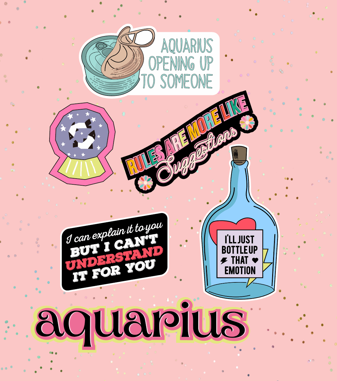 Aquarius Astrological Sticker Sheet sticker   