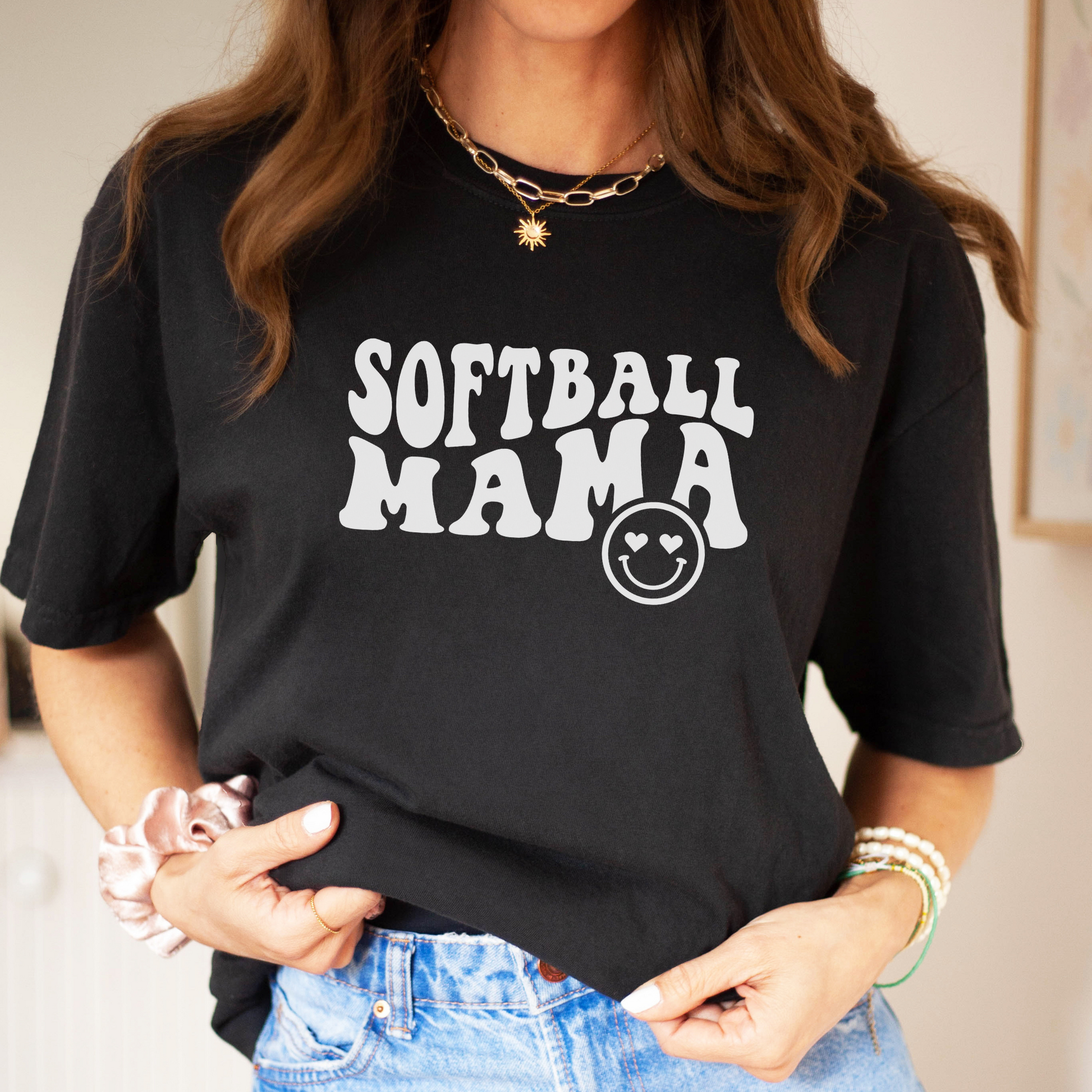 Softball Mama Tee T-Shirt Black S 