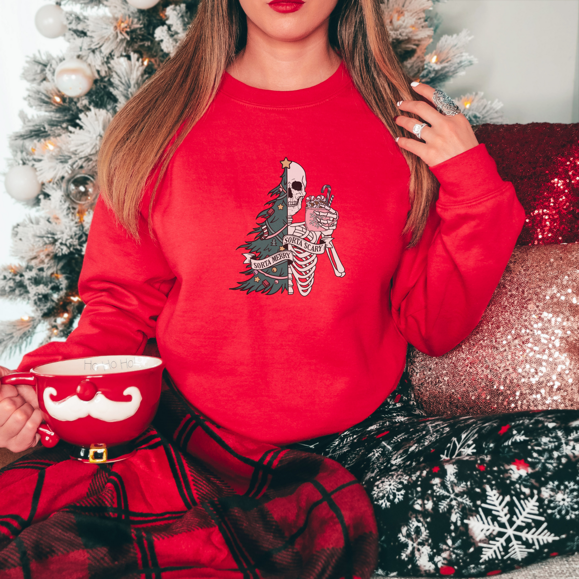 Sorta Merry, Sorta Scary Sweatshirt Sweatshirt S Red 