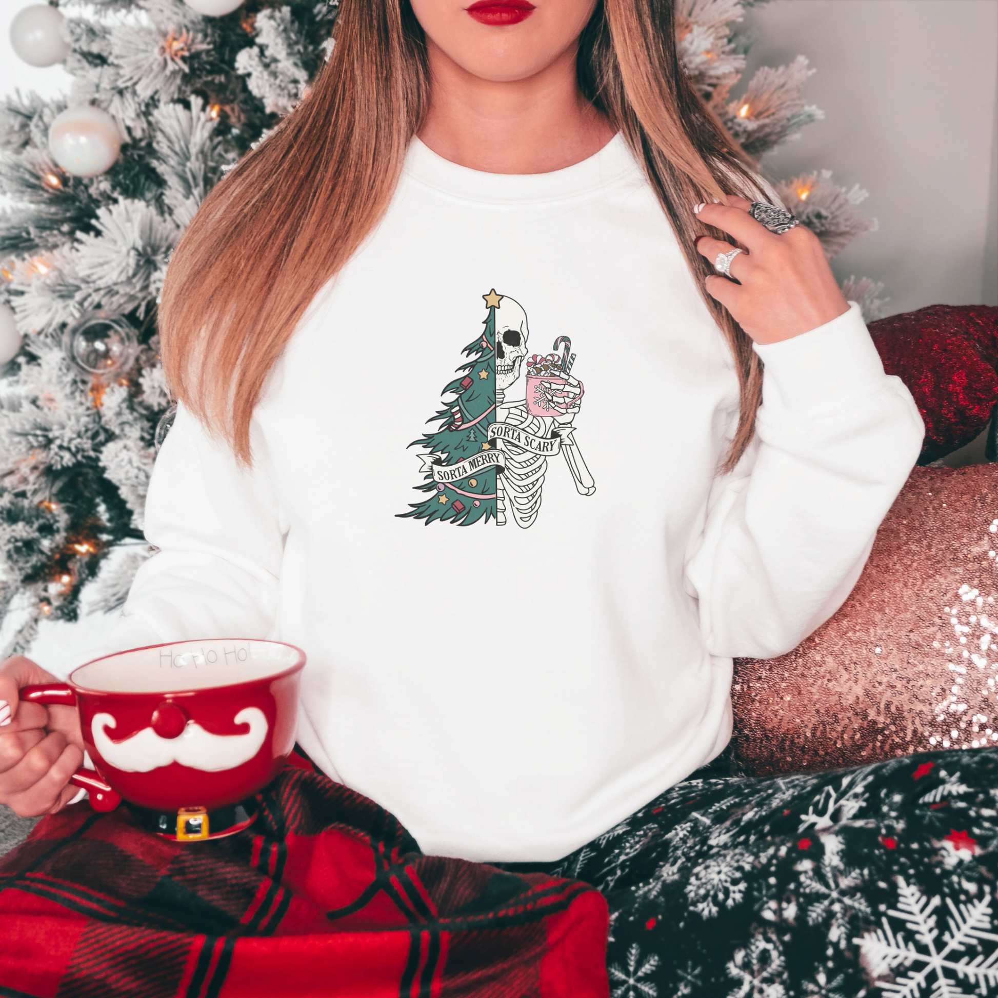 Sorta Merry, Sorta Scary Sweatshirt Sweatshirt S White 