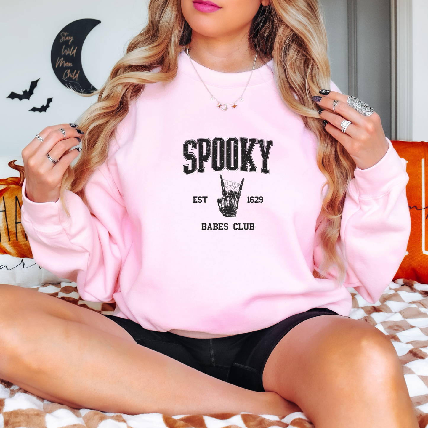 Spooky Babes Club Sweatshirt Sweatshirt S Light Pink 