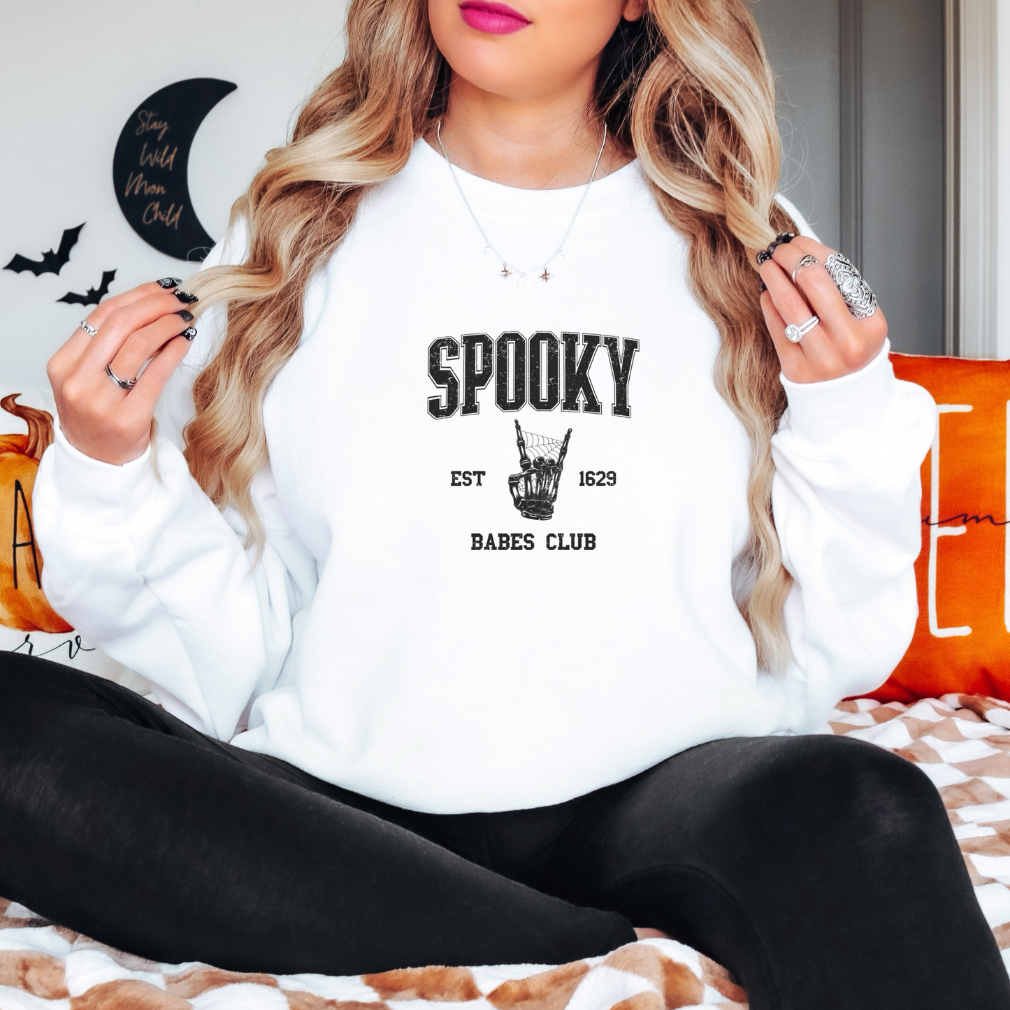 Spooky Babes Club Sweatshirt Sweatshirt S White 