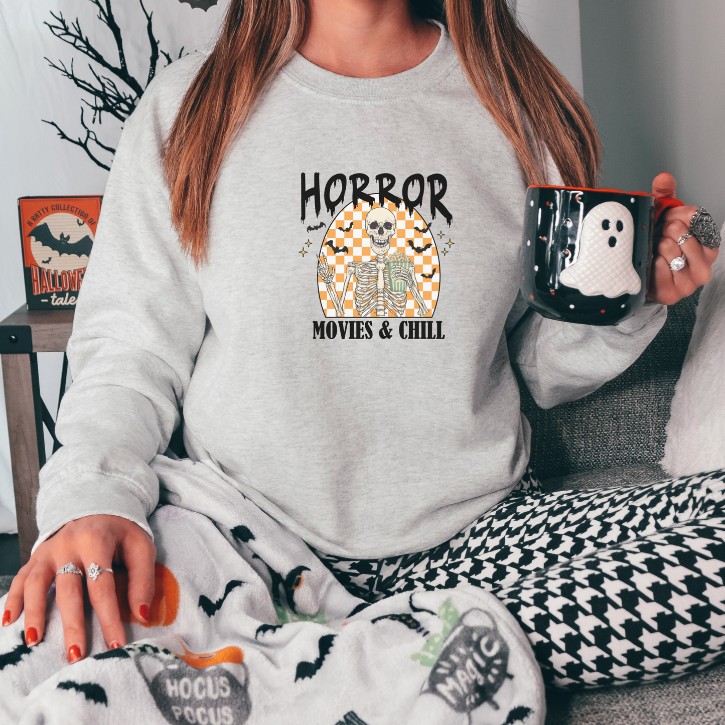 Horror Movies & Chill Sweatshirt Sweatshirt S Ash 