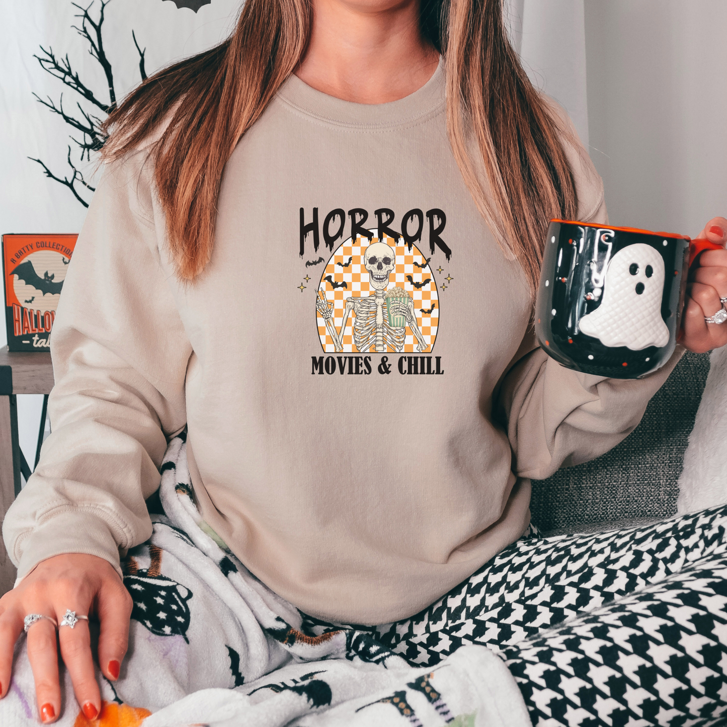 Horror Movies & Chill Sweatshirt Sweatshirt S Sand 