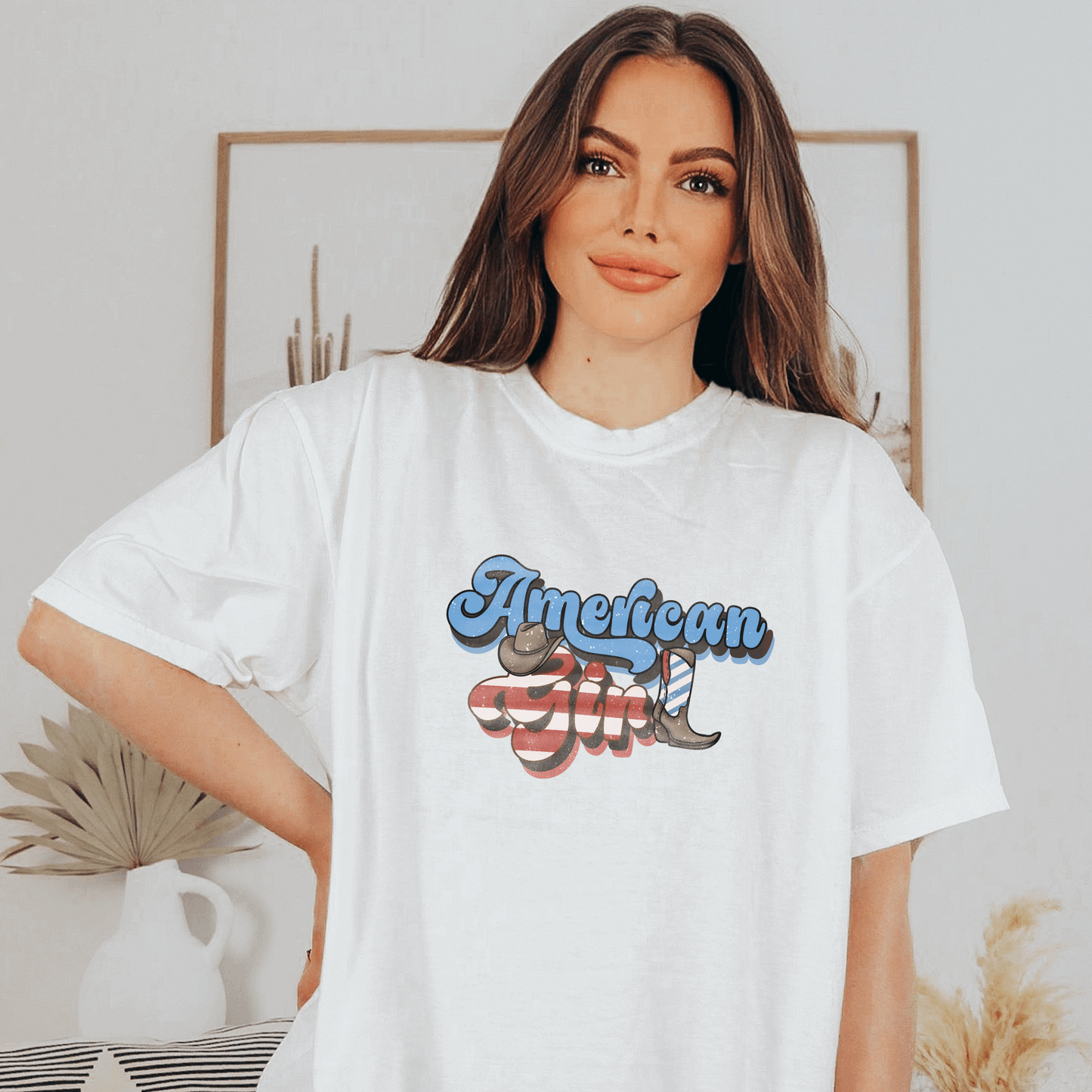 American Cowgirl Tee T-Shirt White S 