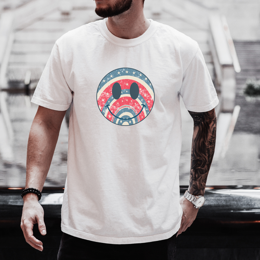 Patriotic Smiley Face Tee T-Shirt   