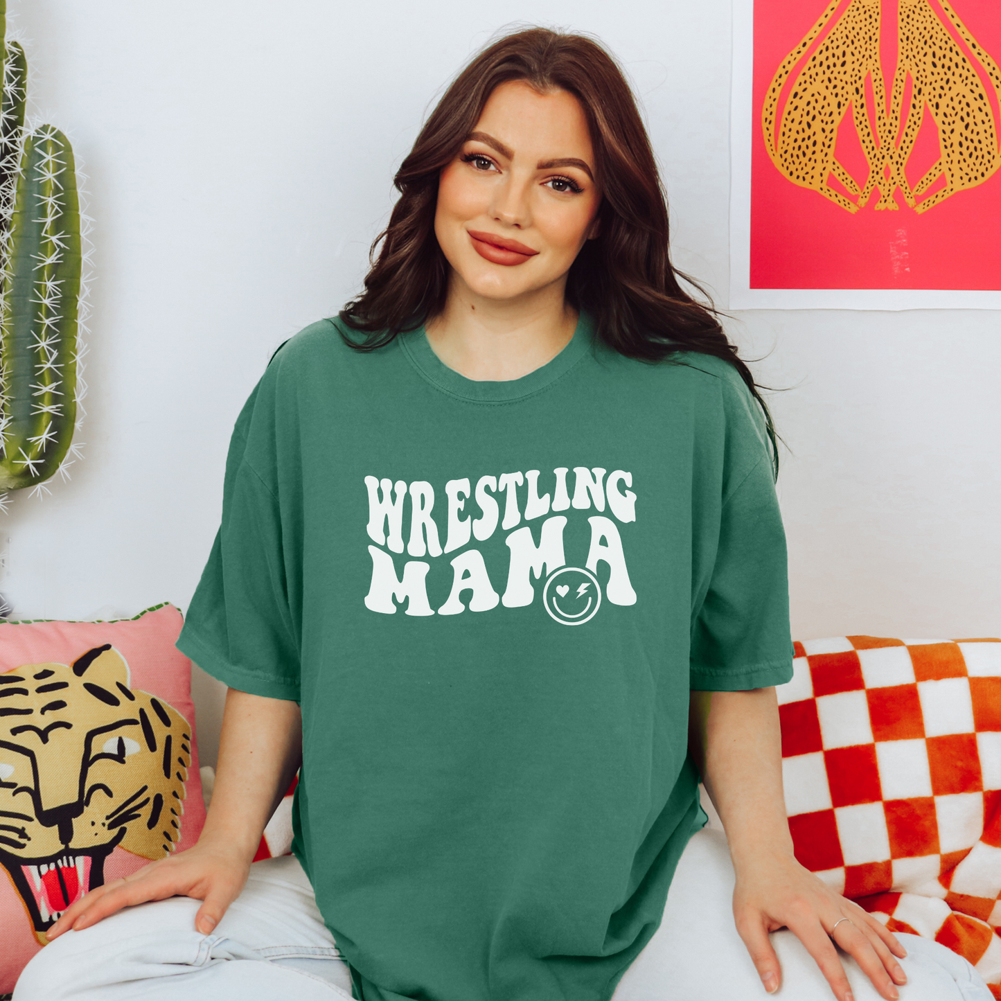 Wrestling Mama Tee T-Shirt Light Green S 