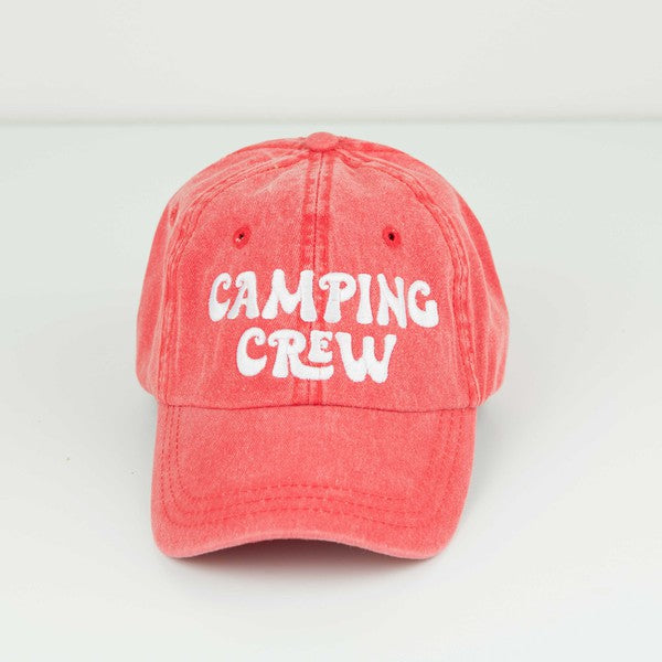 Camping Crew Embroidered Hat  Red Adult 