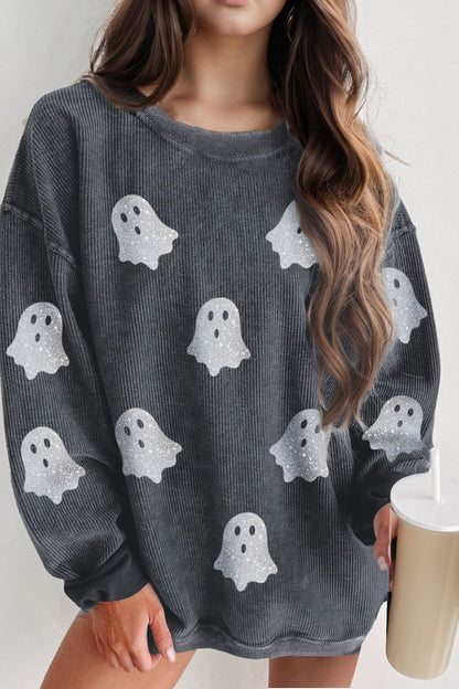 Glitter Ghost Sweatshirt  Dark Gray S 