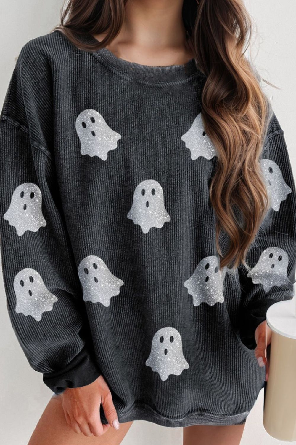 Glitter Ghost Sweatshirt  Black S 