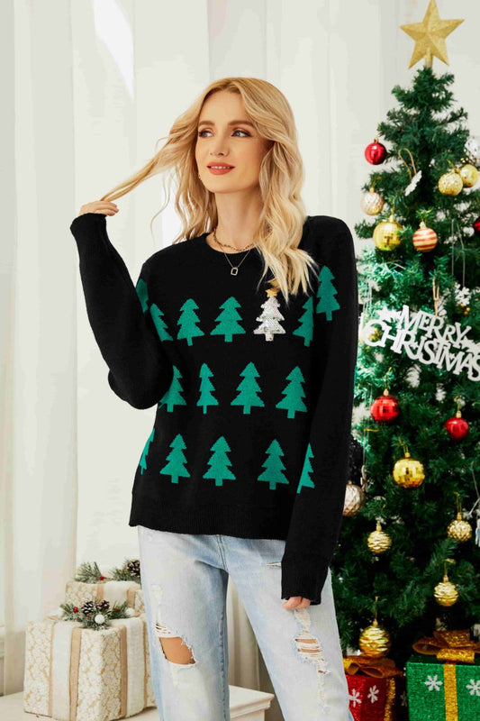 O' Christmas Tree Sweater  Black S 